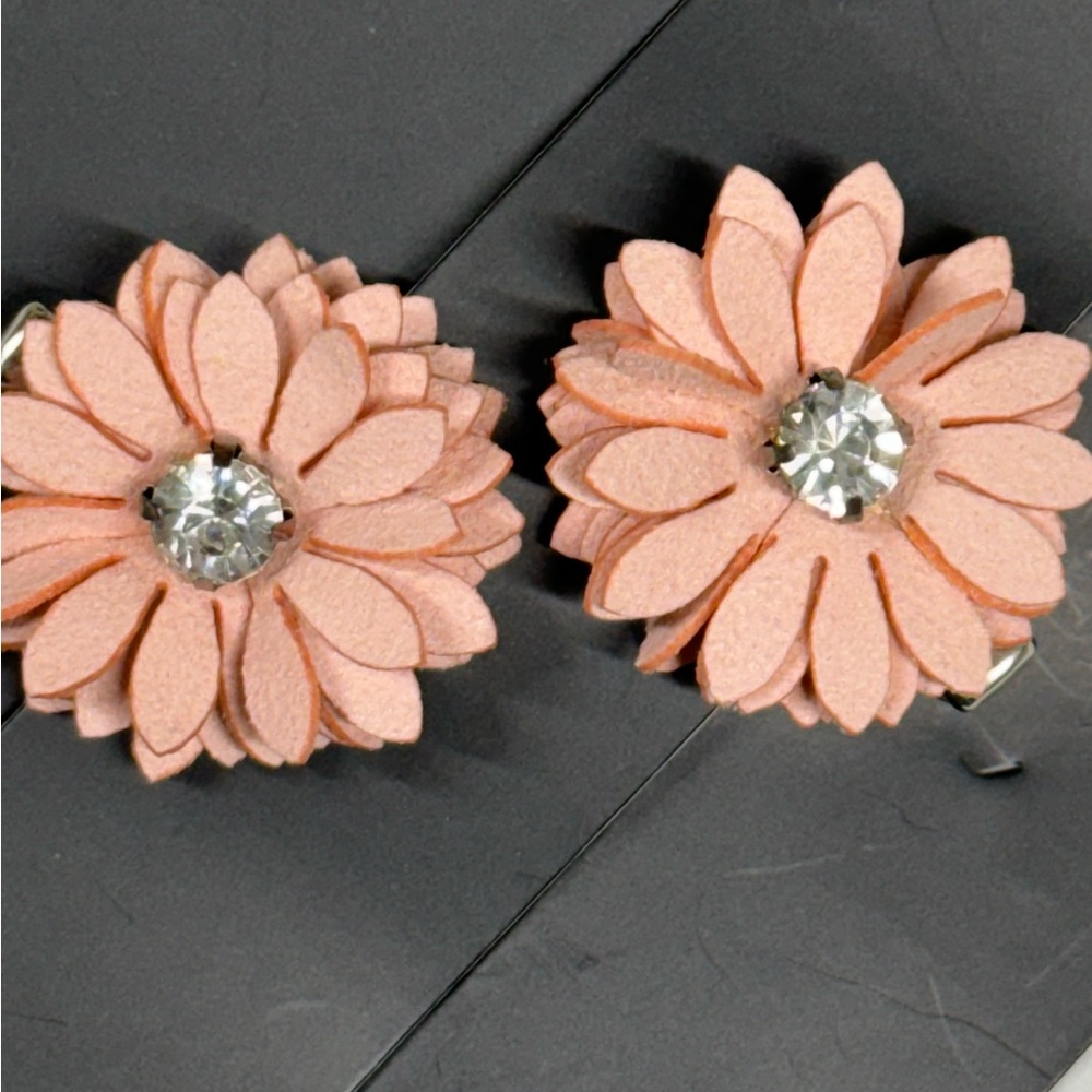 Elegant Peach Floral Hair Barrettes Clips (2 flower clips)